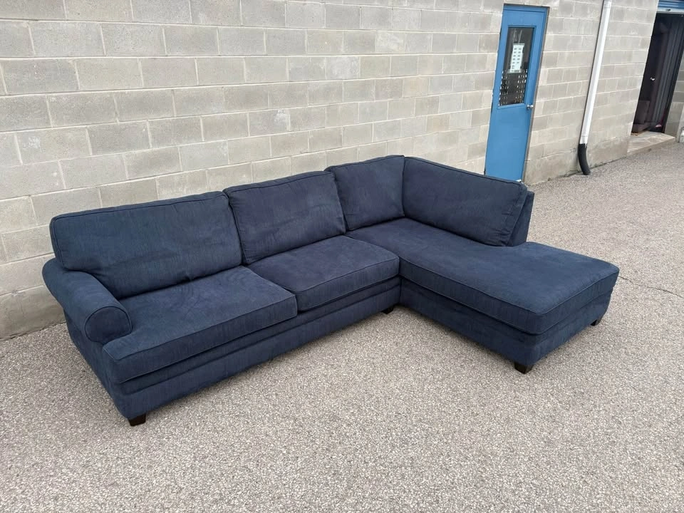 Blue Sectional Couch with Chaise - photo 3