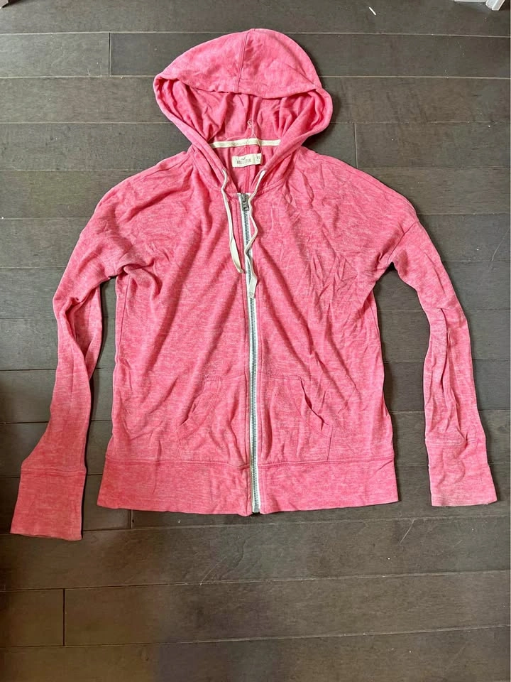 Pink Hollister zip-up hoodie