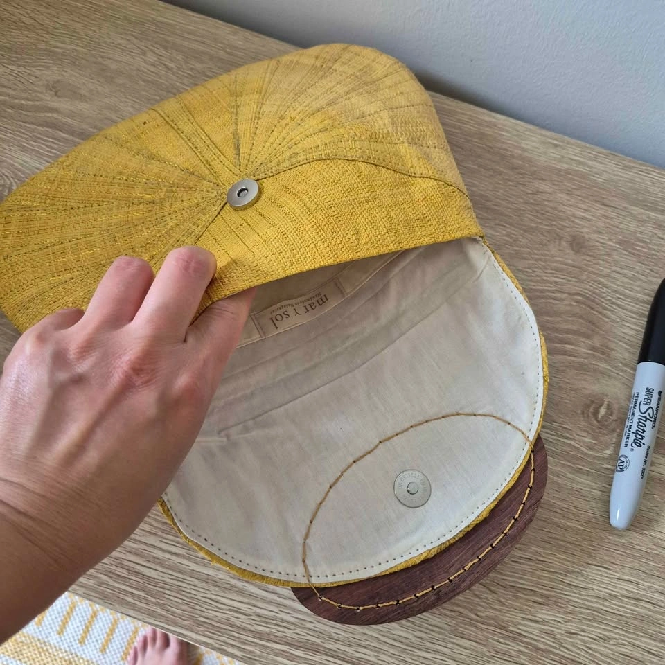 Yellow Woven Straw Clutch Purse - photo 3