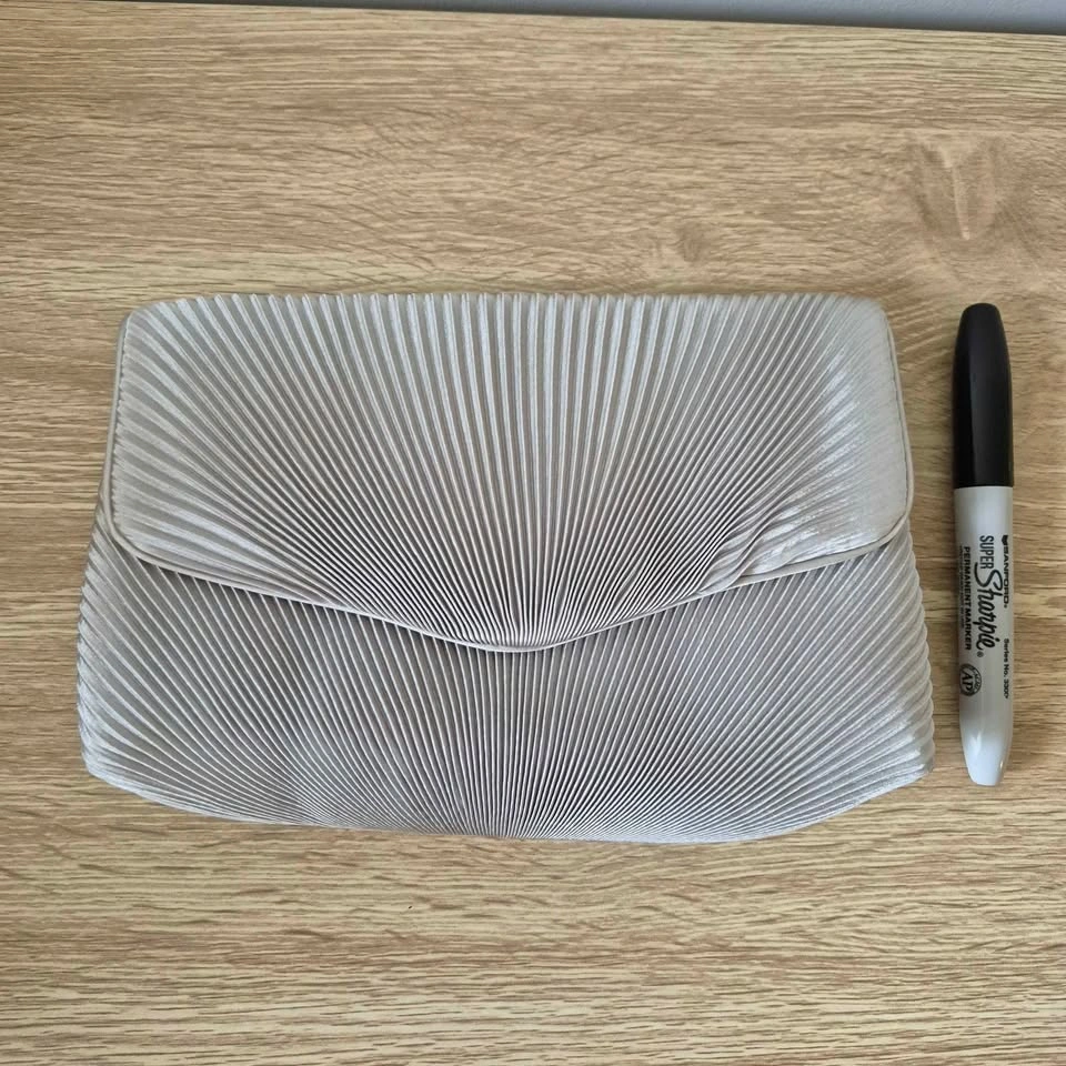 Silver Fabric Clutch Purse with Shoulder Strap - photo 2