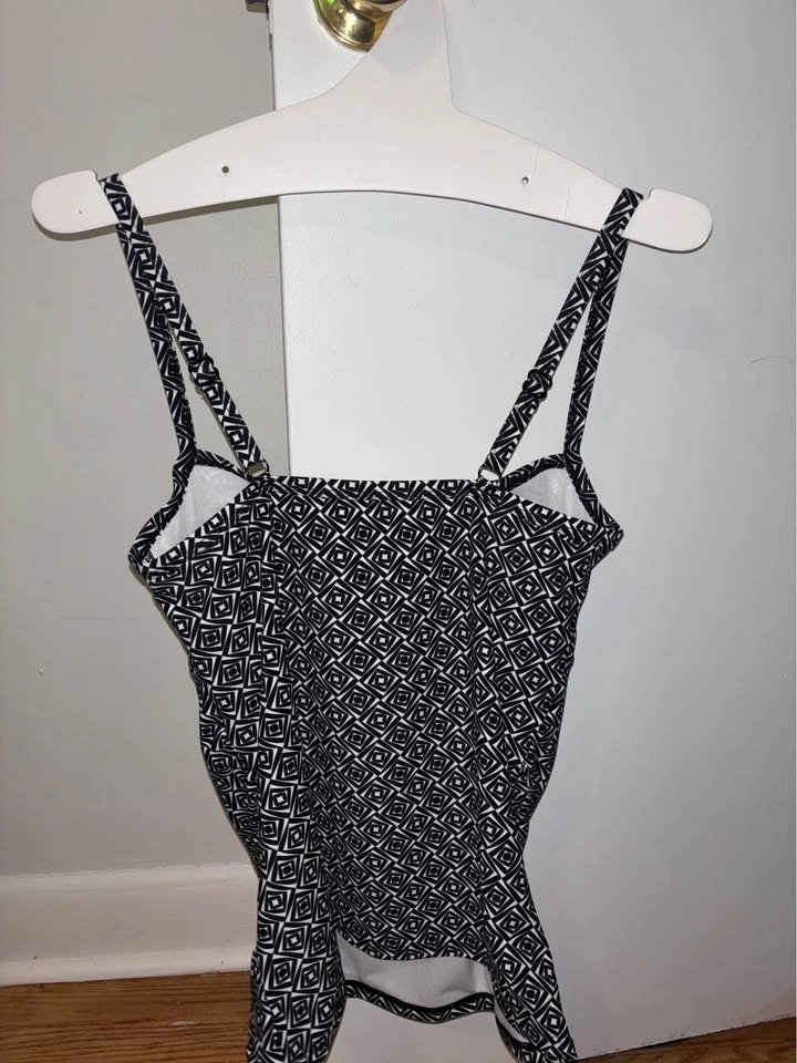 Christina Black White Geometric Tankini Top M - photo 2
