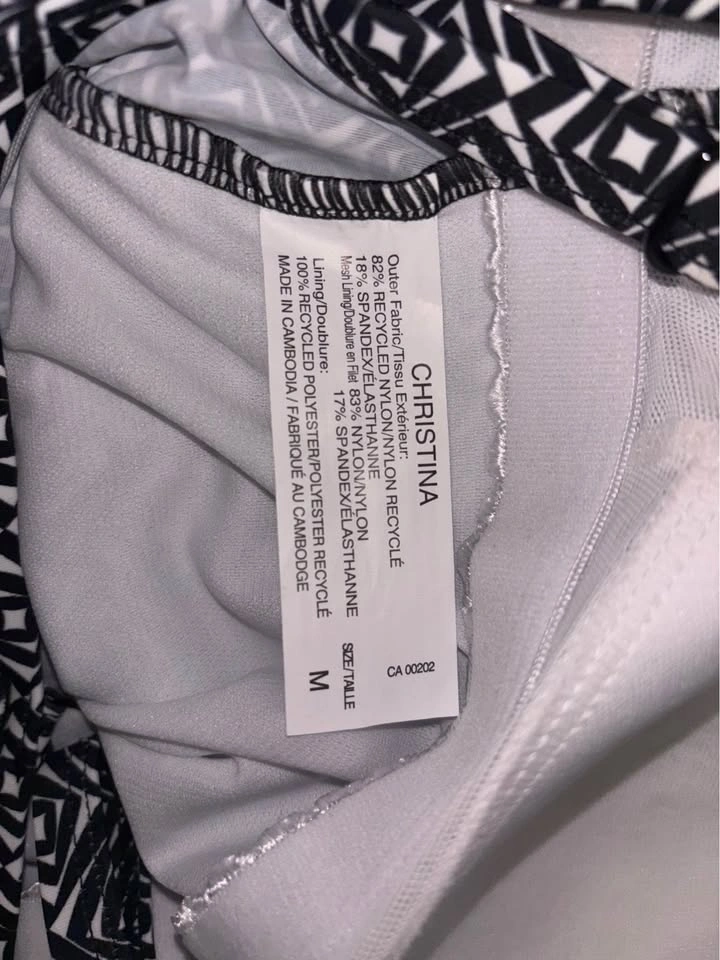 Christina Black White Geometric Tankini Top M - photo 3