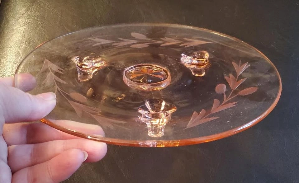 Vintage Pink Depression Glass Cake Stand - photo 2