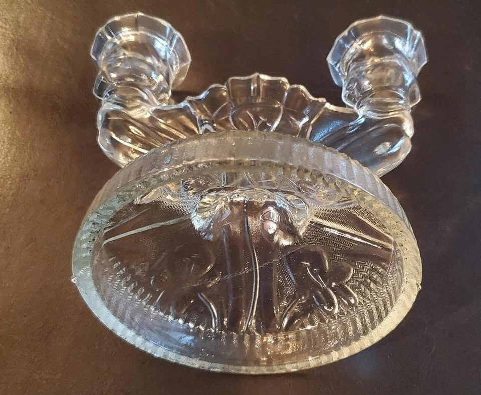 Vintage Double Depression Glass Candelabra - photo 2