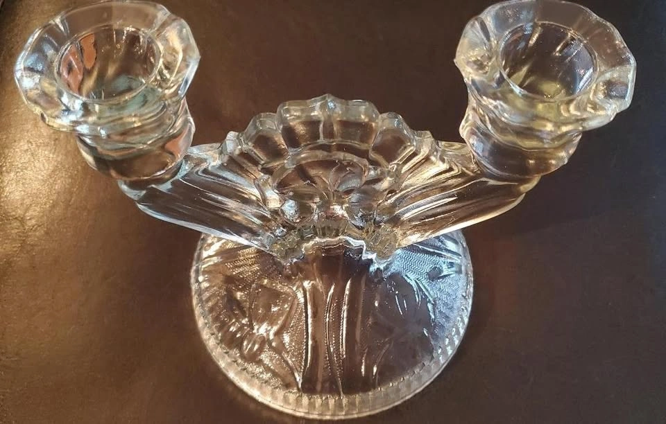 Vintage Double Depression Glass Candelabra - photo 3