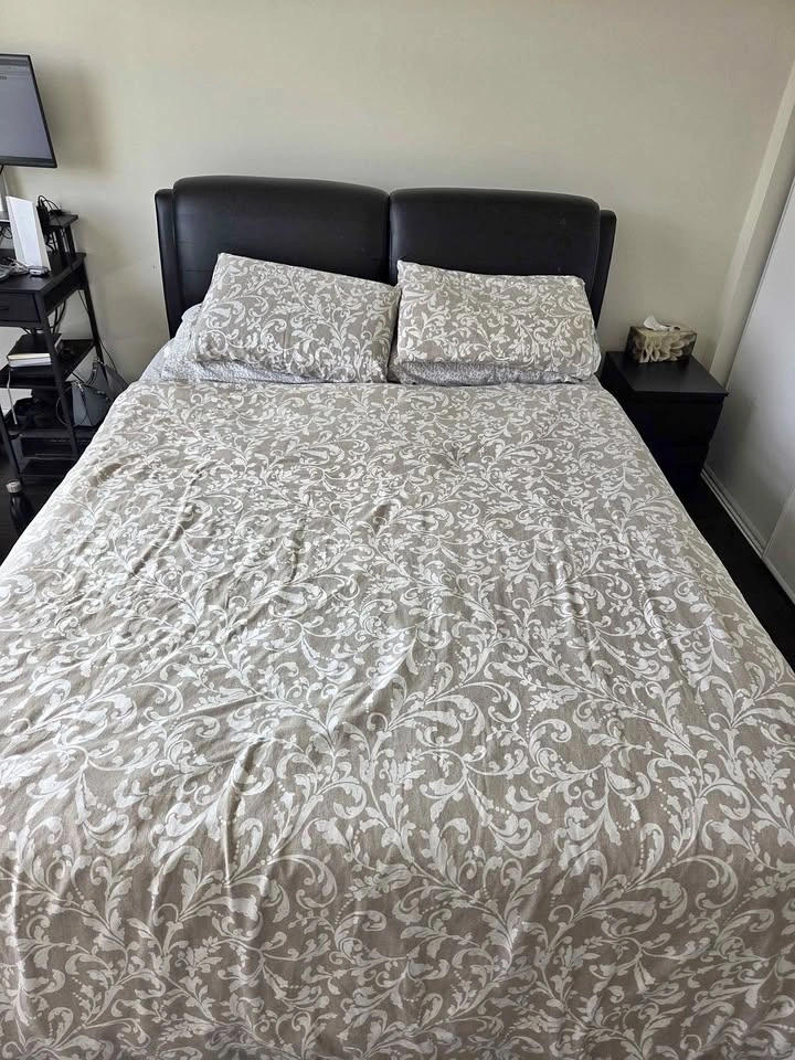 Black Faux Leather Queen Bed Frame