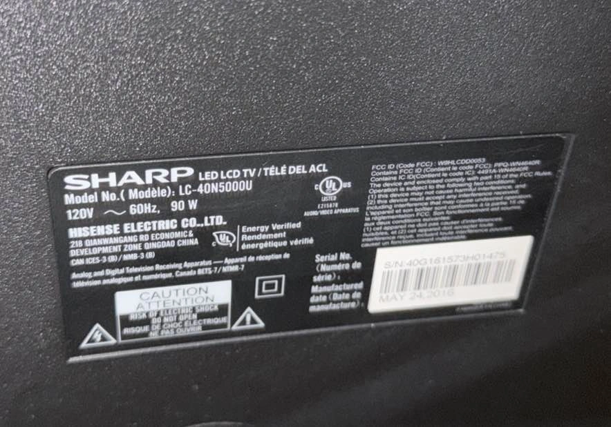 Sharp 40” LED LCD TV With Stand - photo 2