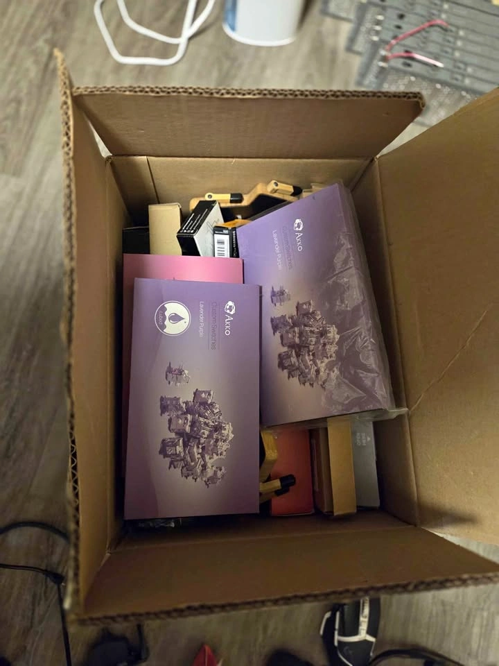 Box of keyboard parts