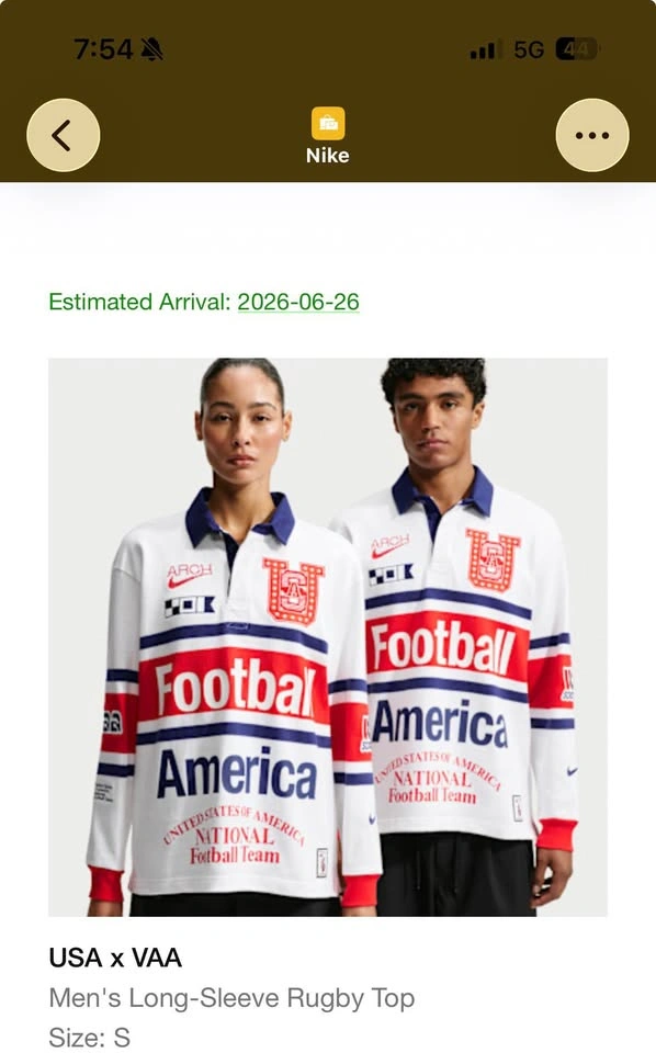 Nike USA x V.A.A Long Sleeve Rugby Shirt Team Small - photo 2