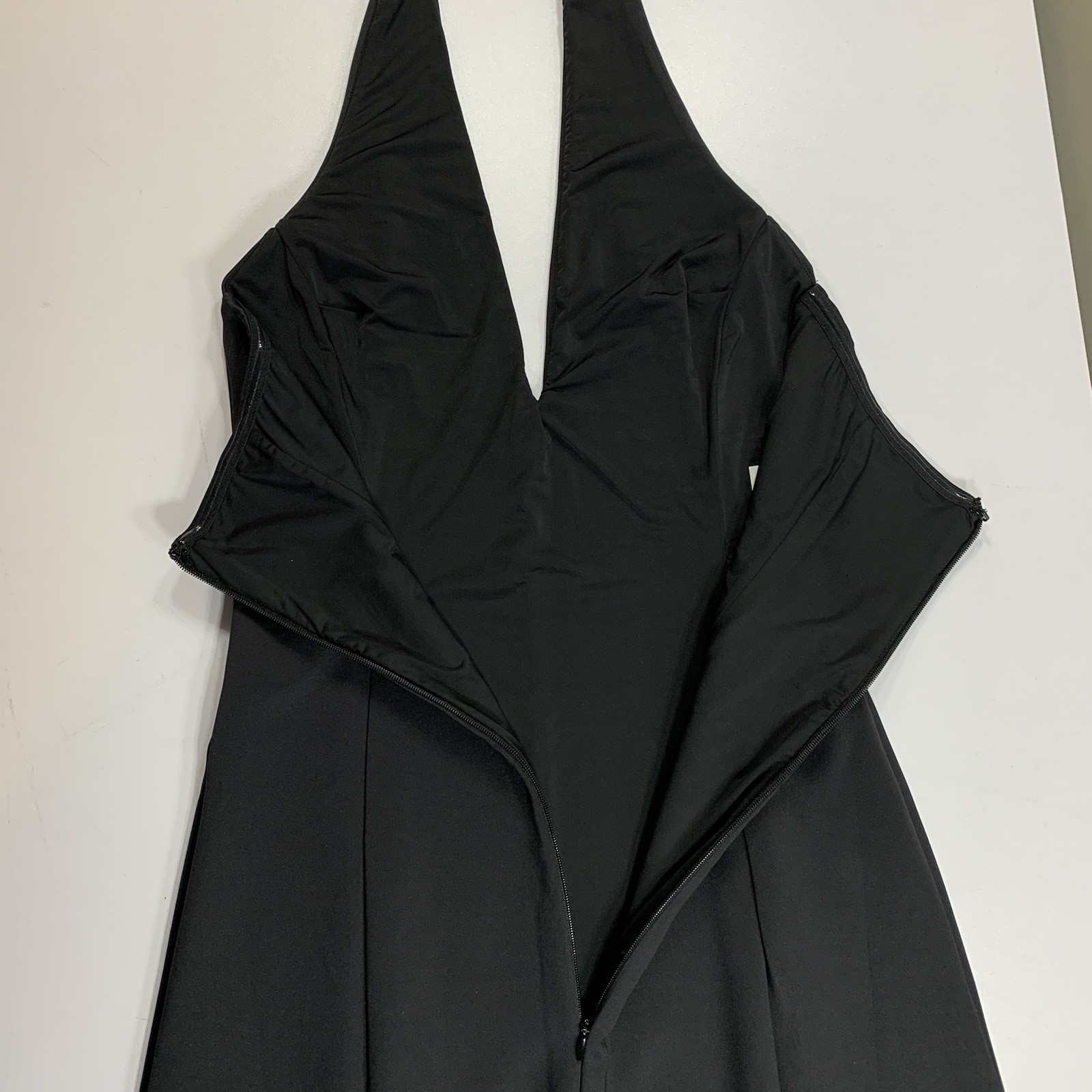 NAMA Scuba Plunge Mini Dress Small Black Halter ⚽️ - photo 4