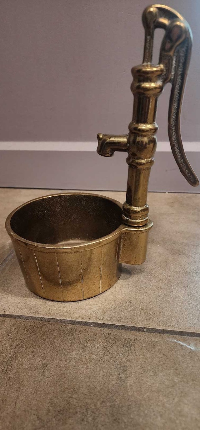 Vintage Brass Water Pump Planter