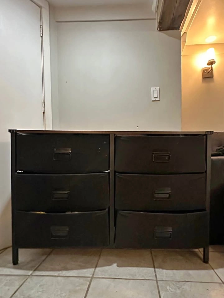 6-Drawer Fabric Dresser with Wood Top