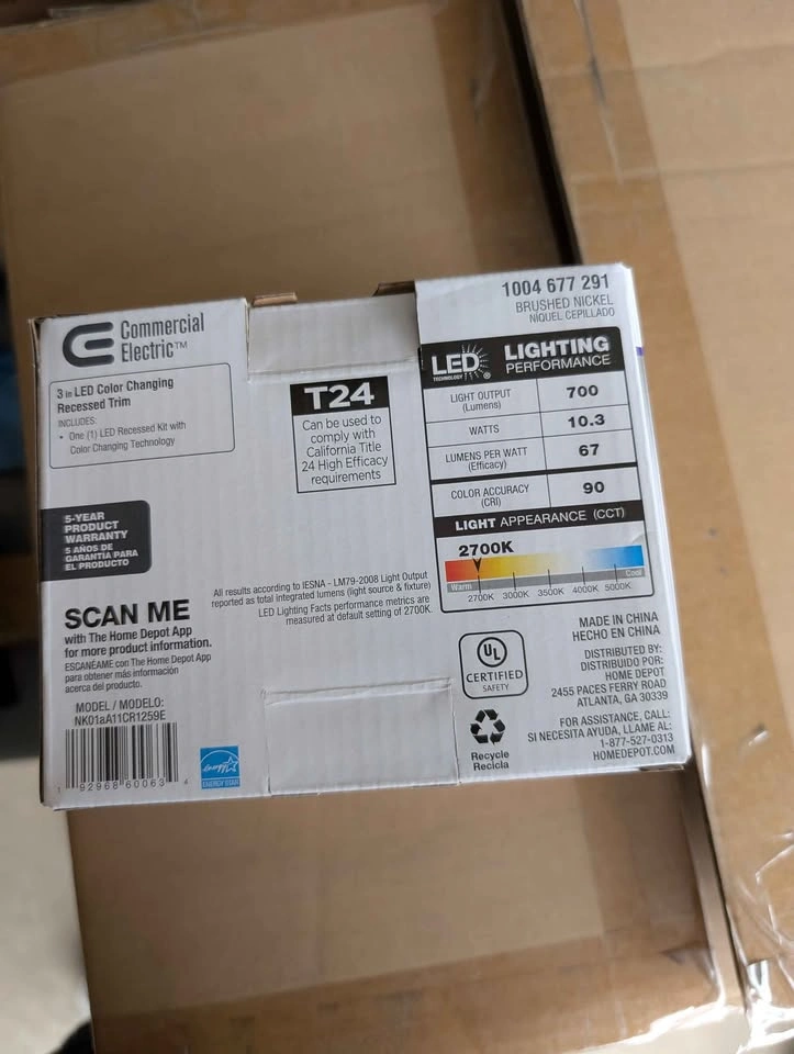 Commercial Electric 3in Colour Changing Recessed Lights x4 - photo 4