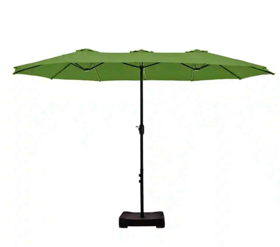 15 ft. Market Patio Umbrella 2-Side in Lime Green with Base