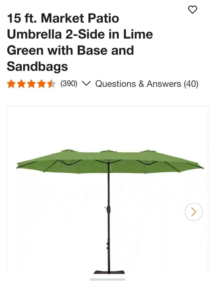 15 ft. Market Patio Umbrella 2-Side in Lime Green with Base - photo 3