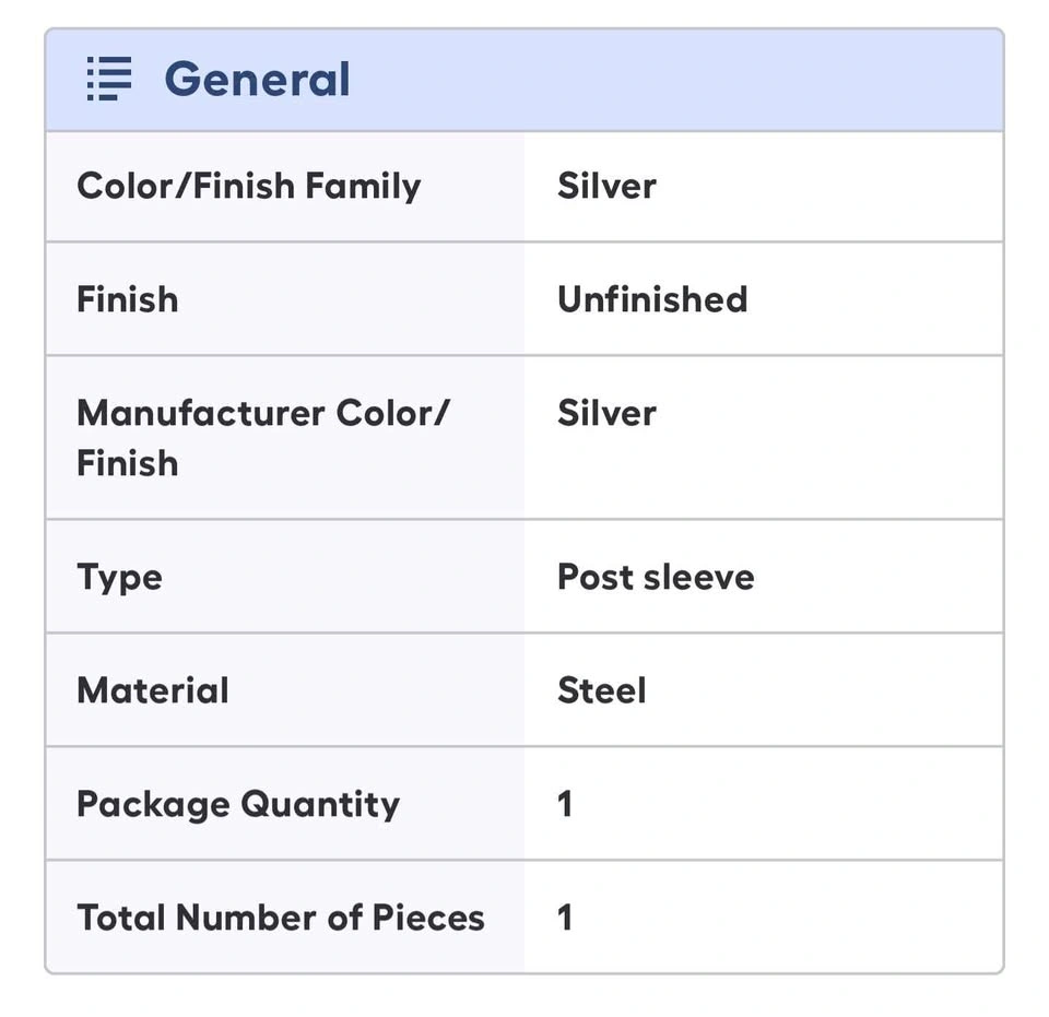 Brand New SEALED 4-IN X 4-IN X 3-FT SILVER STEEL DECK POST SLEEV - photo 3
