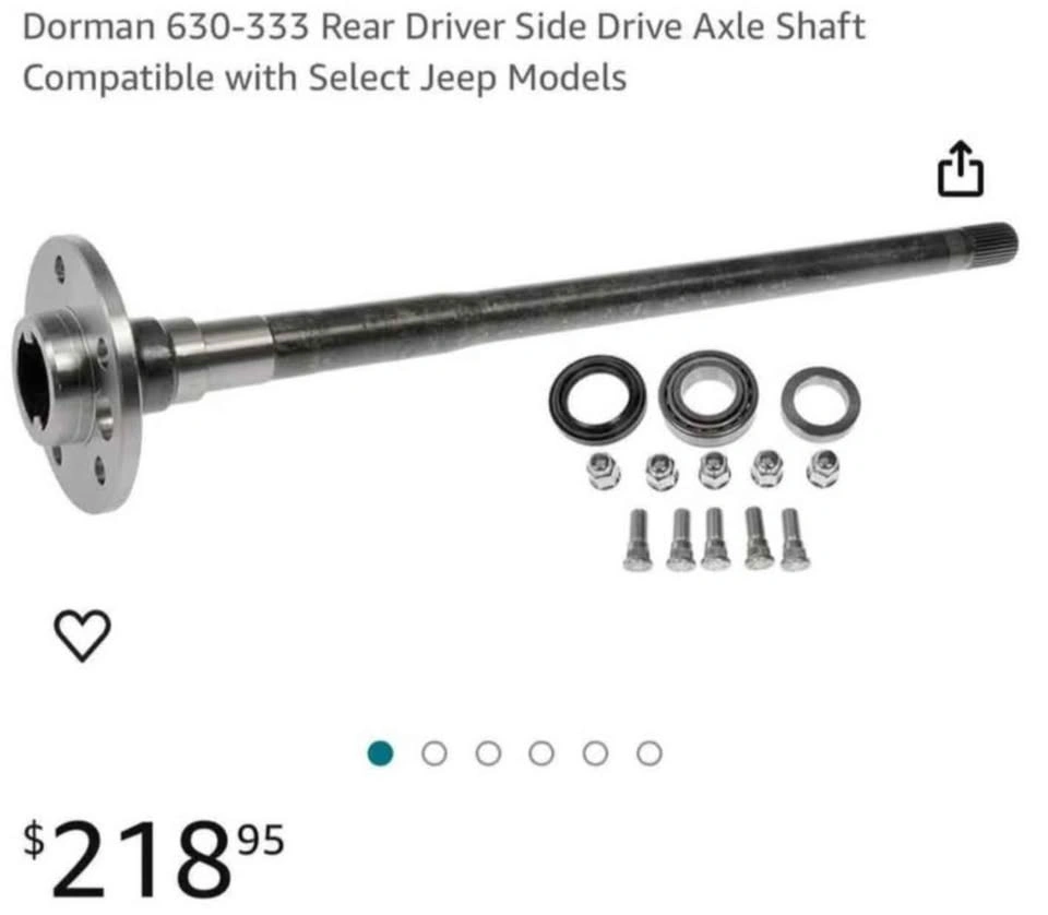 Dorman 630-333 Rear Driver Side Drive Axle Shaft for Jeep - photo 2