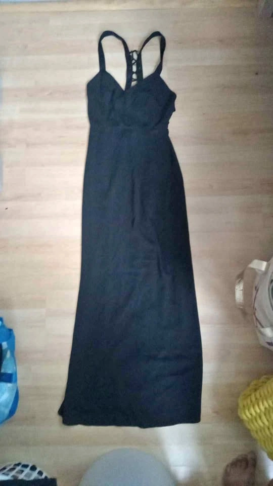 Black Lace-Up Back Maxi Dress