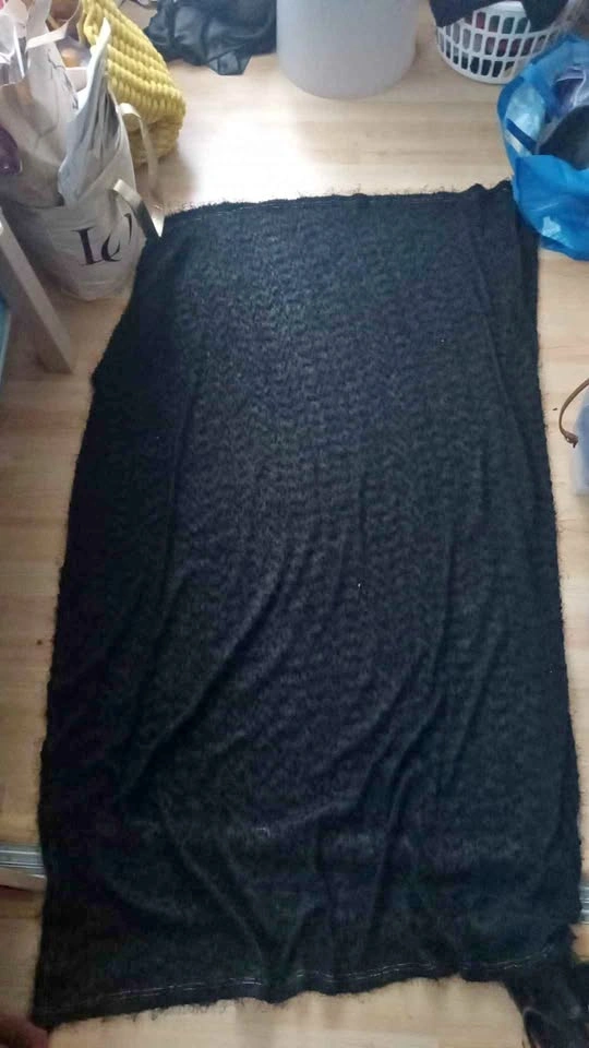 Large Black Fuzzy Knit Throw Blanket
