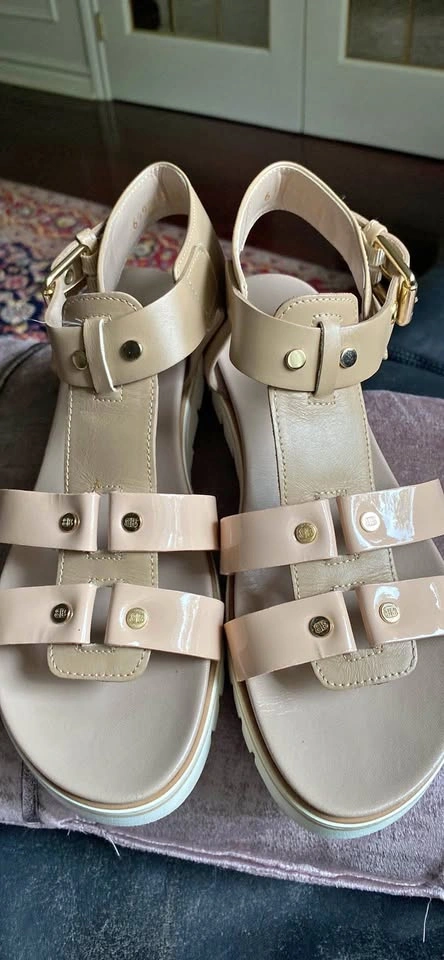 BALDININI Made In Italy Cream/Tan Platform Leather Sandals