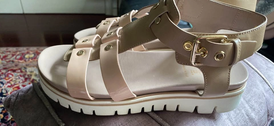 BALDININI Made In Italy Cream/Tan Platform Leather Sandals - photo 3