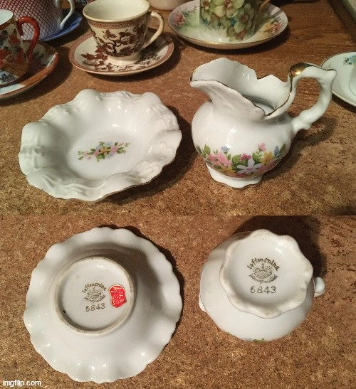LOT OF 21 SAUCER & TEA CUP CREAMER & SUGAR BOWLS SALEM SWIRL LEF - photo 2
