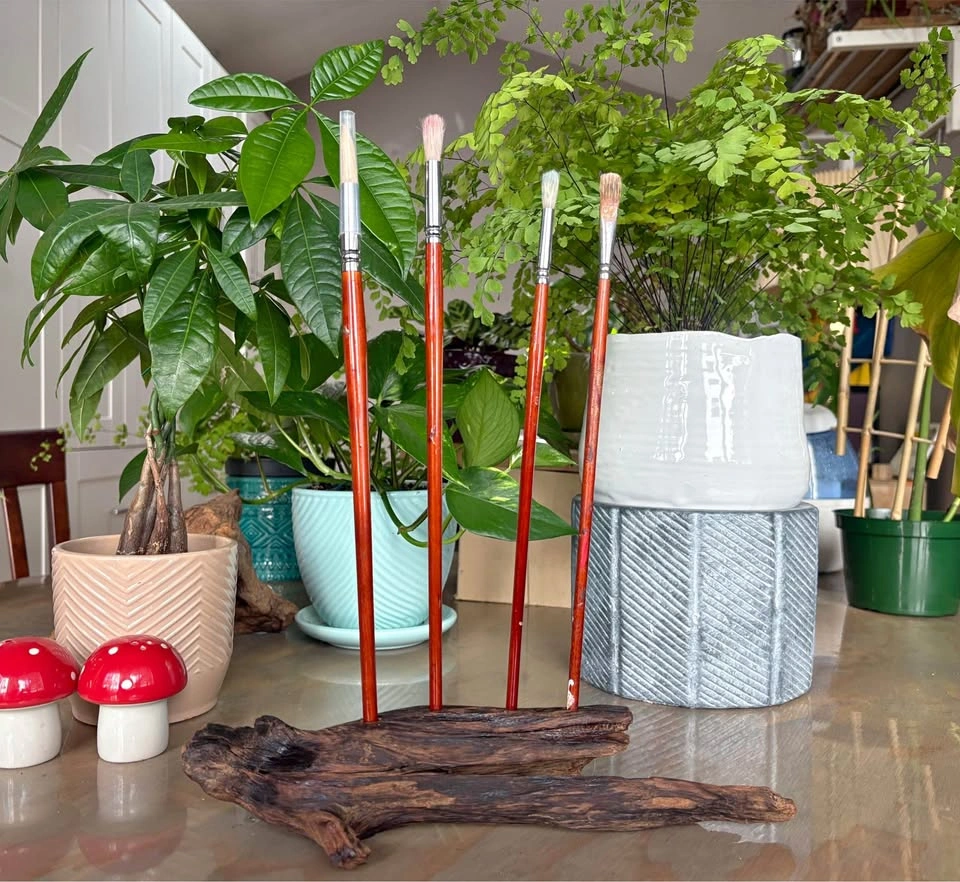 Rustic paintbrush holders- Artist decor