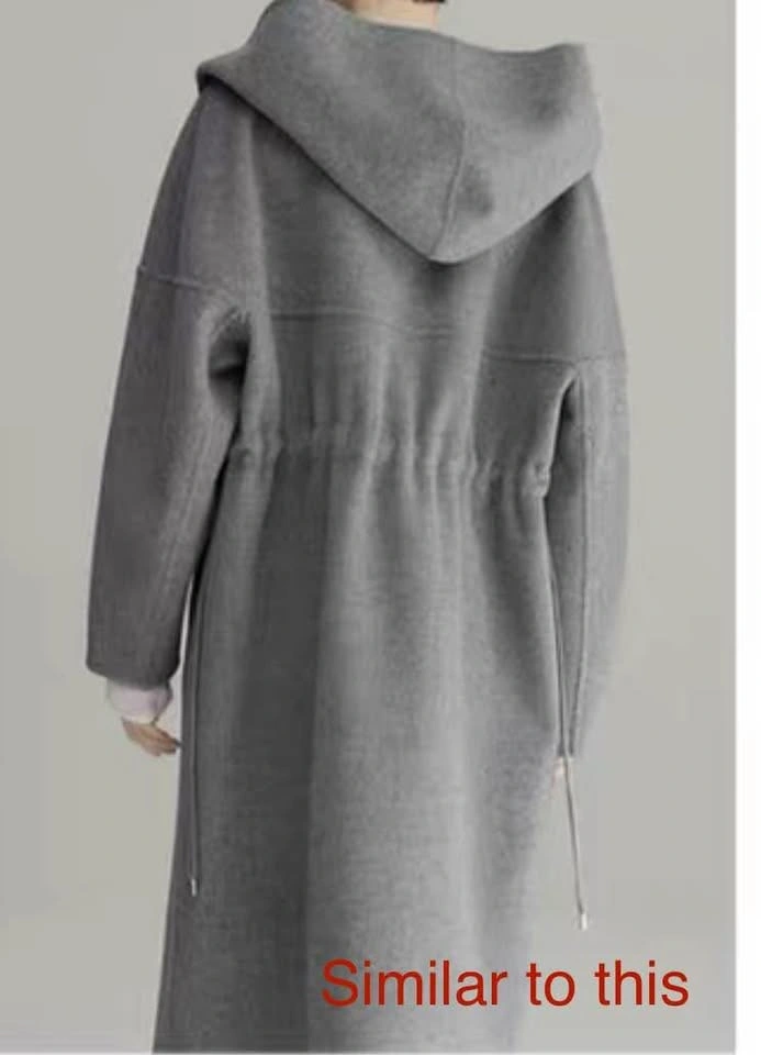 Barely worn Gap hooded long 52% wool zipped coat XS grey