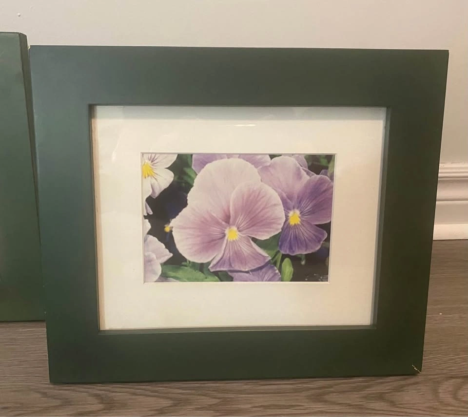 Set of 2 Vintage Green Wood Framed Floral Wall Art - photo 3