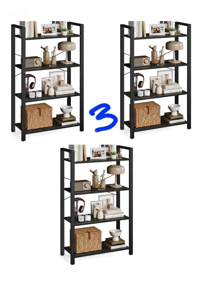 Brand New 4-Tier Charcoal Bookshelf (3 Pack Bundle)