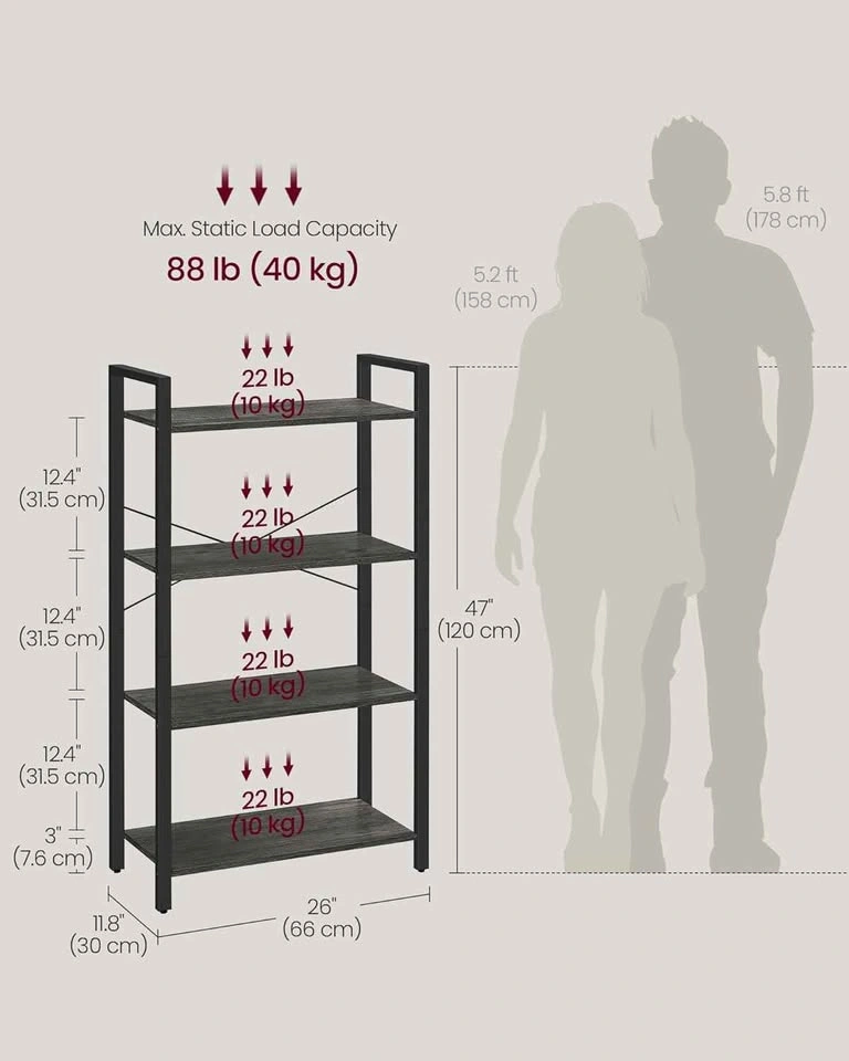 Brand New 4-Tier Charcoal Bookshelf - photo 3