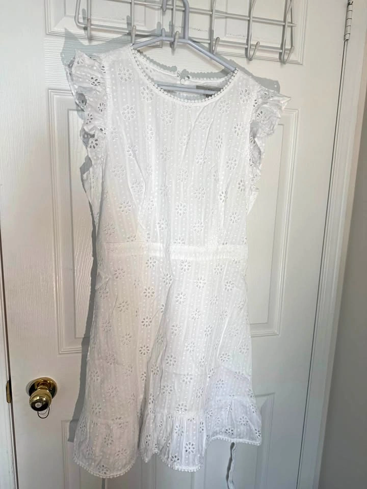 White Eyelet womens dress