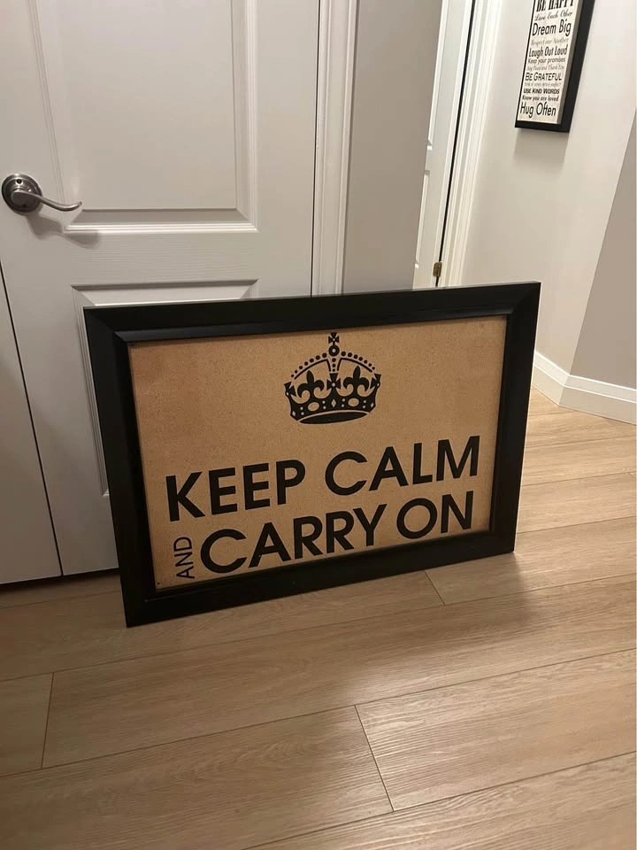 Framed Keep Calm and Carry On Cork Board - photo 2