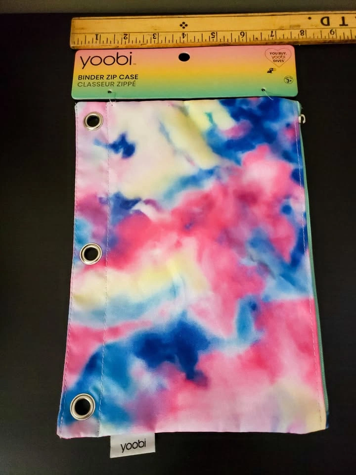 NEW! Yoobi Binder Zip Pen - Pencil - Case (Tie-Dye) ⚽ - photo 2