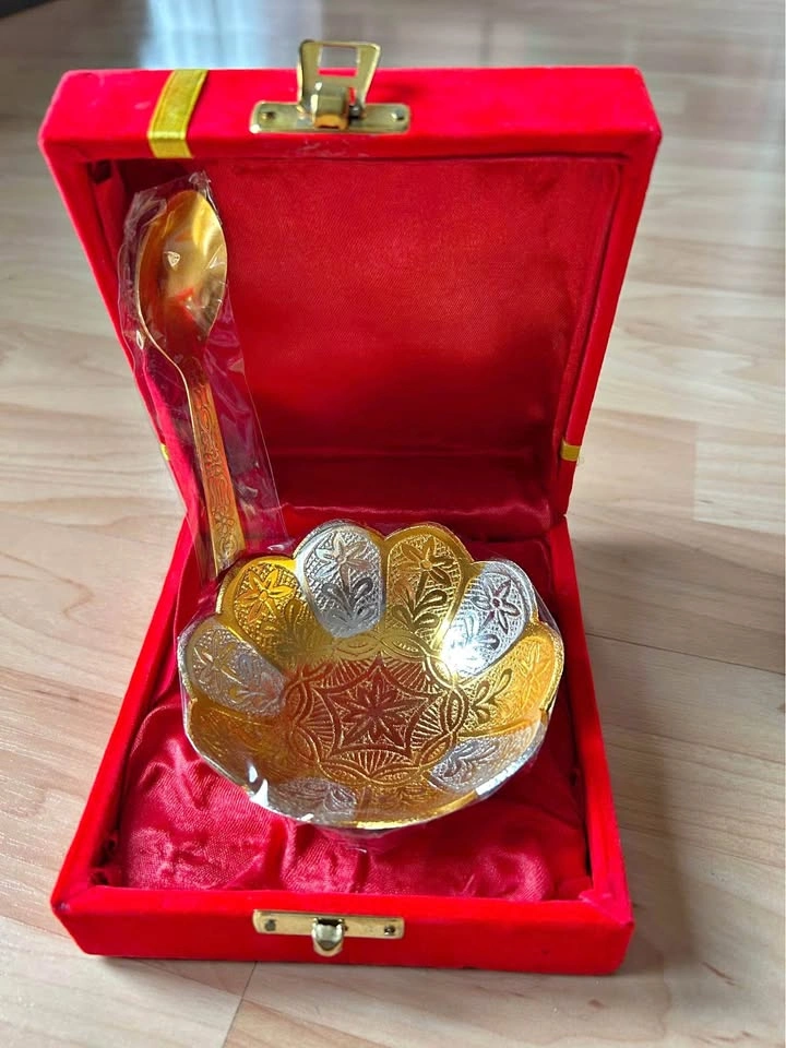 *New* Gold and Silver plated Bowl with Spoon
