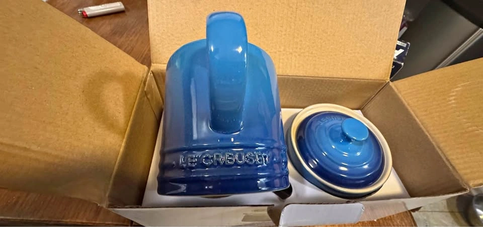 LE CREUSET Cafe Sugar & Creamer Set - Azure Blue - NEW