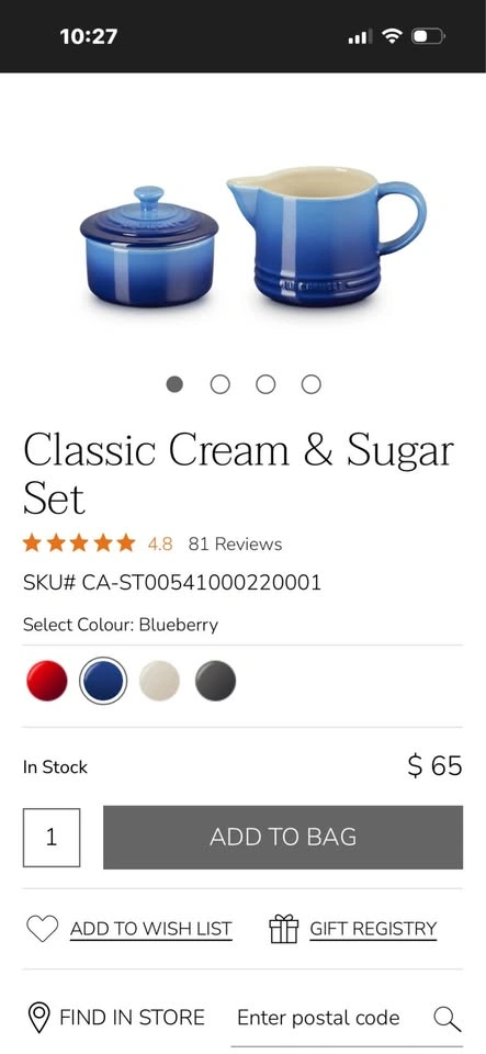 LE CREUSET Cafe Sugar & Creamer Set - Azure Blue - NEW - photo 2