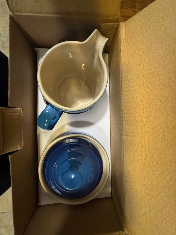 LE CREUSET Cafe Sugar & Creamer Set - Azure Blue - NEW - photo 3
