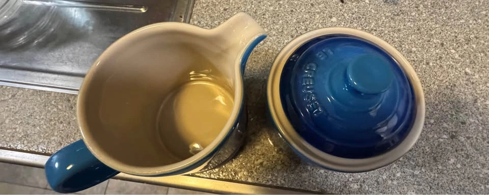 LE CREUSET Cafe Sugar & Creamer Set - Azure Blue - NEW - photo 4