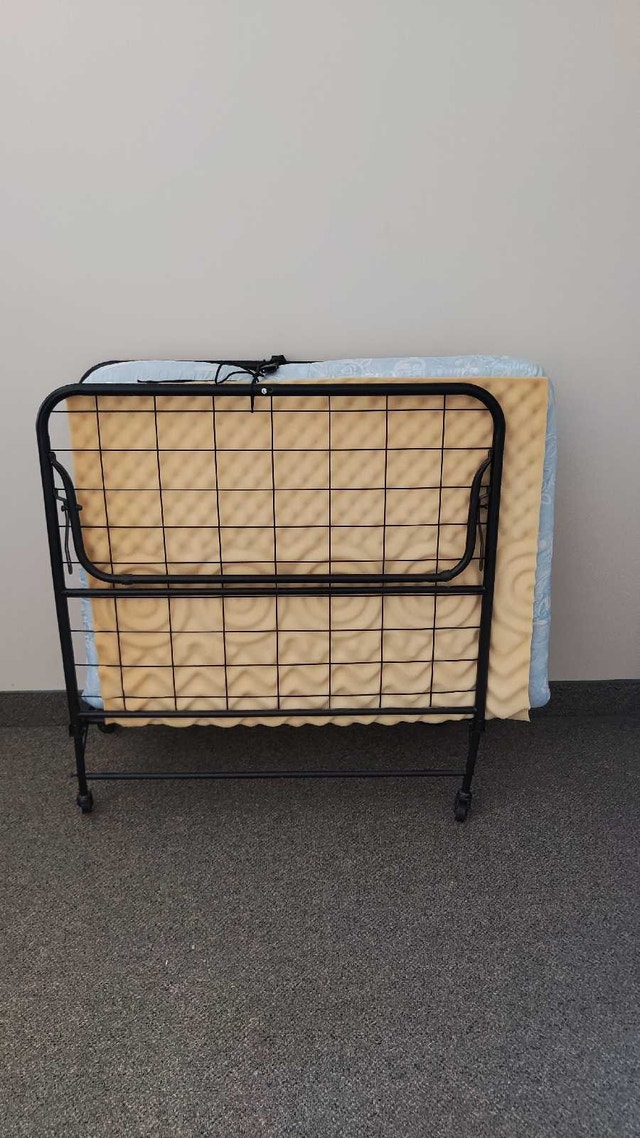 Single Folding Bed with Mattress & Foam Topper