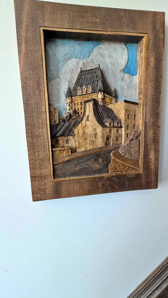 Hand-Carved Québec City Wood Wall Art – Château Frontenac