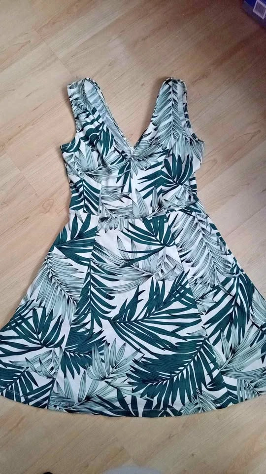 Tropical Palm Leaf Skater Dress