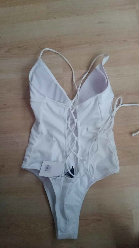 White Lace-Up One-Piece Swimsuit - photo 2