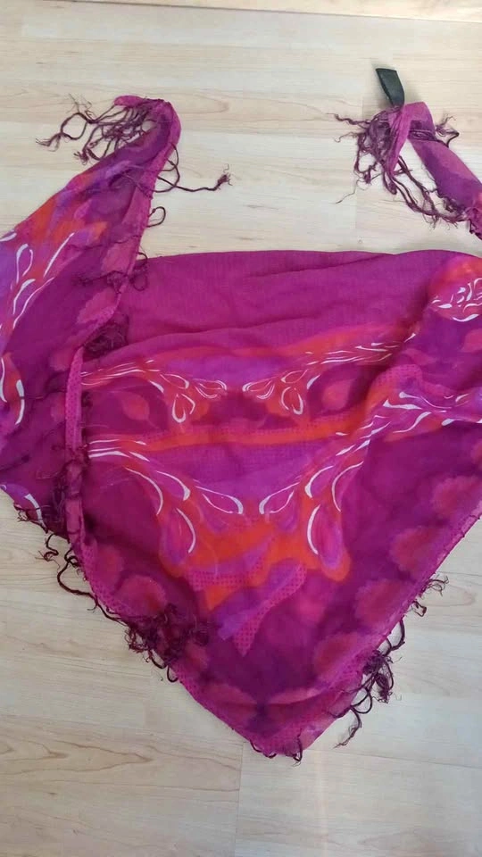 Purple and Pink Patterned Fringe Scarf