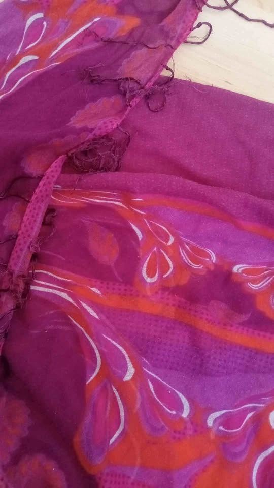 Purple and Pink Patterned Fringe Scarf - photo 2