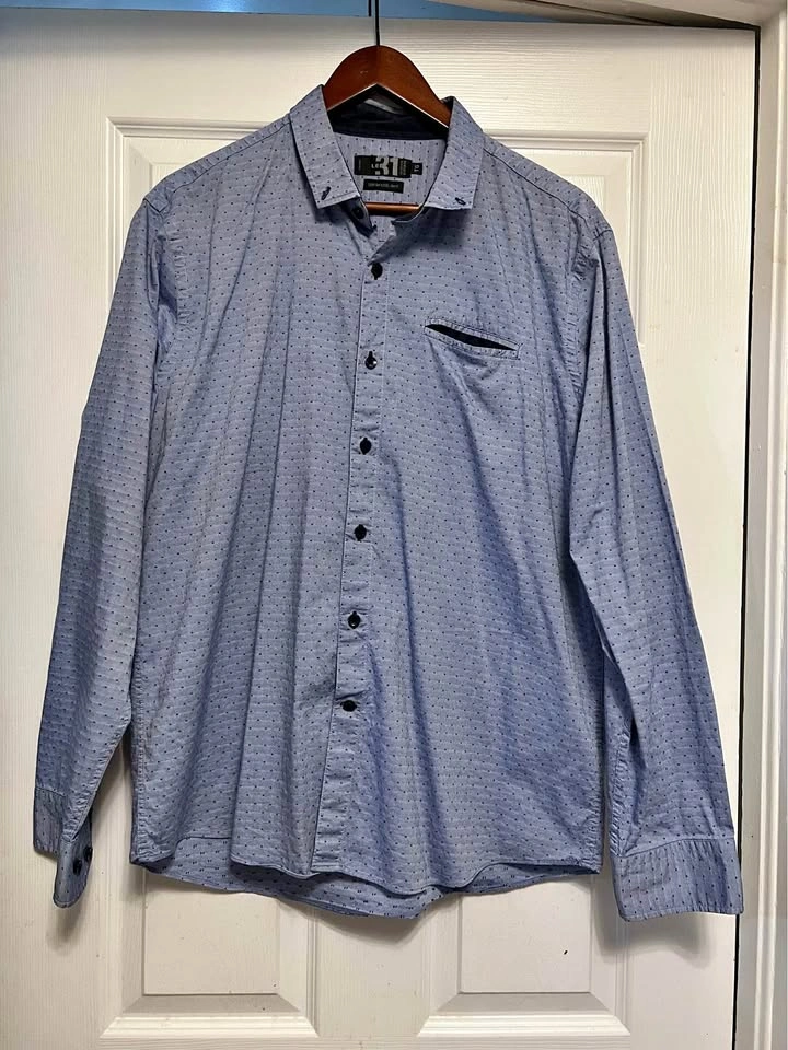 ⚽ Blue textured Long Sleeve Shirt
