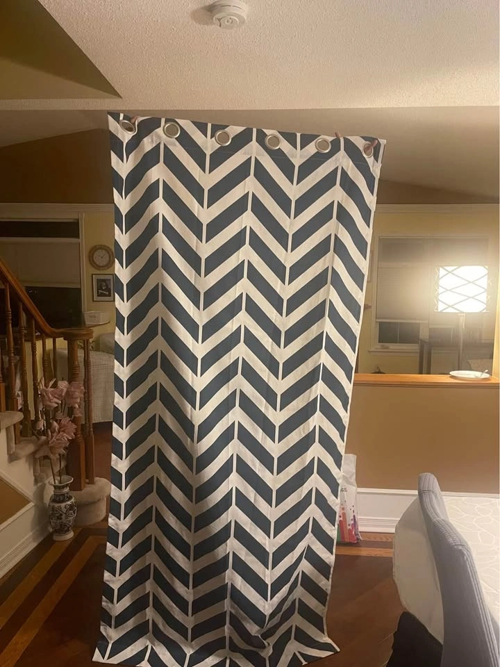 4 brand new chevron blue-white curtains (40x84 inches) - photo 2