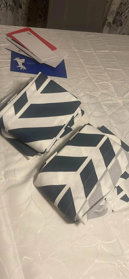 4 brand new chevron blue-white curtains (40x84 inches) - photo 4