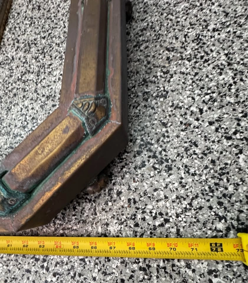 Large Vintage Brass Fireplace Hearth Fender & Mesh Spark Guard - photo 2