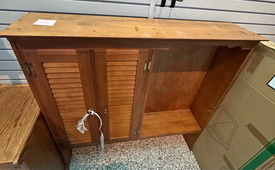 Solid Wood Louvered Storage Cabinet / Accent Cabinet